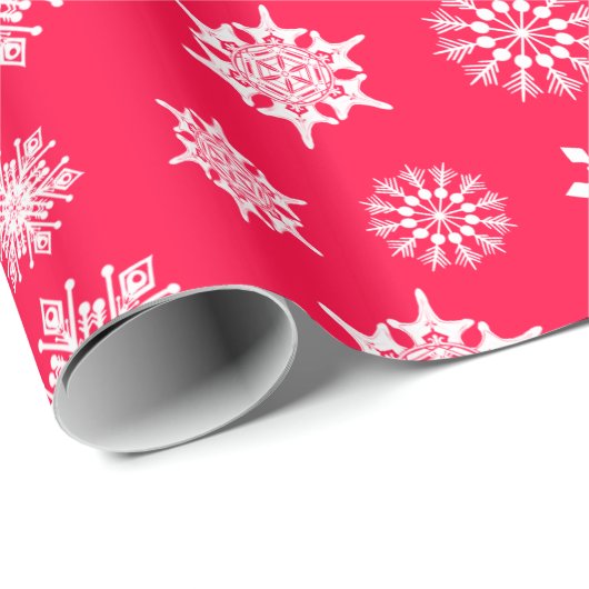 Rood-witte kerstsneeuw cadeaupapier (Rol Hoek)