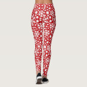 Rood-witte-kerstsneeuwvlokpatroon leggings (Achterkant)