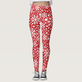 Rood-witte-kerstsneeuwvlokpatroon leggings (Voorkant)