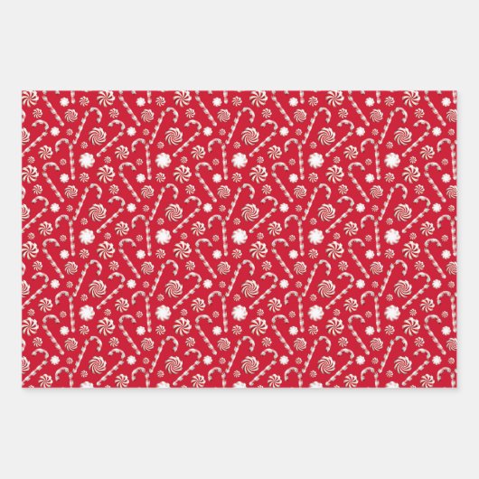 Rood-witte kerstsnoepjes feestdag inpakpapier vel (Voorkant 3)