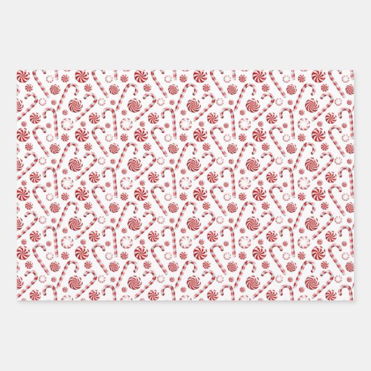 Rood-witte kerstsnoepjes feestdag inpakpapier vel (Voorkant)