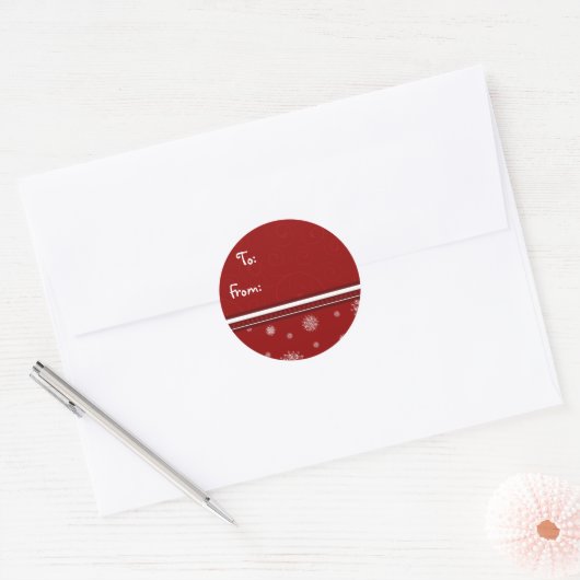 Rood-witte kerstsnowflake Labels (Envelop)