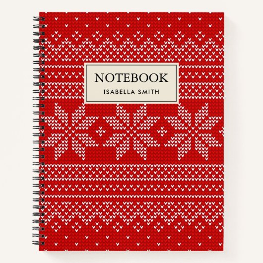 Rood-witte kersttricot notitieboek (Voorkant)