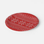 Rood-witte kersttricot papieren bordje (Gekanteld)