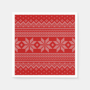 Rood-witte kersttricot servet