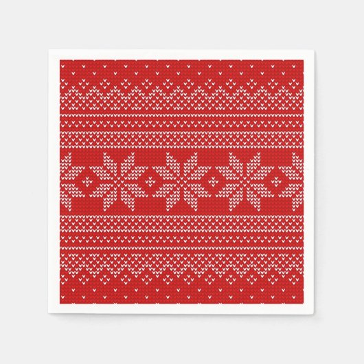 Rood-witte kersttricot servet (Voorkant)