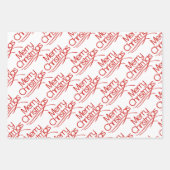 Rood, witte kersttypografie en stippen vakantie inpakpapier vel (Voorkant 3)