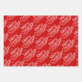 Rood, witte kersttypografie en stippen vakantie inpakpapier vel (Voorkant)
