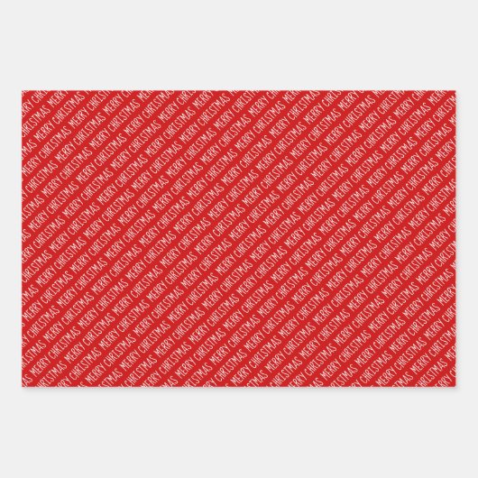Rood-witte kersttypografie moderne feestdag inpakpapier vel (Voorkant 3)