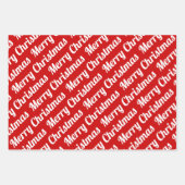 Rood-witte kersttypografie moderne feestdag inpakpapier vel (Voorkant 2)