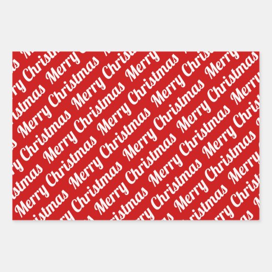 Rood-witte kersttypografie moderne feestdag inpakpapier vel (Voorkant 2)