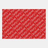 Rood-witte kersttypografie moderne feestdag inpakpapier vel (Voorkant)