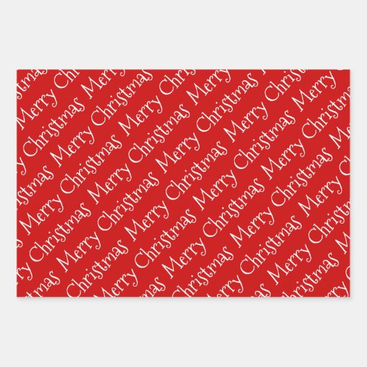 Rood-witte kersttypografie moderne feestdag inpakpapier vel (Voorkant)
