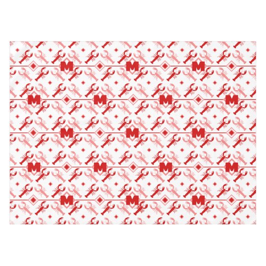 Rood & Witte Kreeft & Monogram | Leven van kustgeb Tafelkleed (Voorkant (Horizontaal))