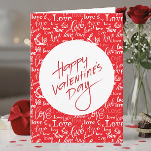 Rood & Witte Liefdestypografie Gelukkige Valentijn Kaart