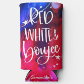 Rood Witte Luxe | 4 juli vrijgezellenfeest Seltzer Blikjeskoeler (Voorkant)