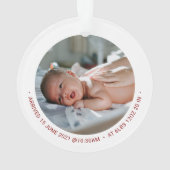 Rood & Witte Moeder Vader Eerste Kerst Foto Ornament (achterkant)