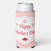 Rood witte moederdag tekst met harten seltzer blikjeskoeler (Seltzer Achterkant)
