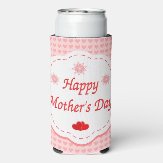 Rood witte moederdag tekst met harten seltzer blikjeskoeler (Seltzer Achterkant)