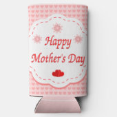 Rood witte moederdag tekst met harten seltzer blikjeskoeler (Achterkant)