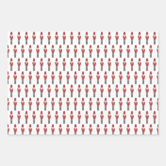 Rood Witte Notenkraker en Candy Cane Kerstmis Inpakpapier Vel (Voorkant)