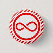 Rood Witte Oneindigheidsknoop Waarschuwing Autisme Ronde Button 3,2 Cm (Voorkant)