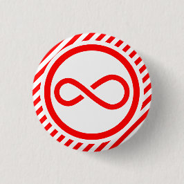 Rood Witte Oneindigheidsknoop Waarschuwing Autisme Ronde Button 3,2 Cm