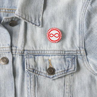 Rood Witte Oneindigheidsknoop Waarschuwing Autisme Ronde Button 3,2 Cm