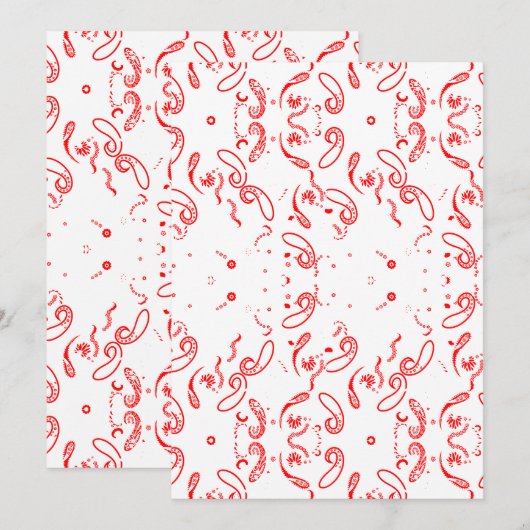 Rood Witte Paisley Patroon – Folk Art Bloemenprint Save The Date (Voorkant / Achterkant)