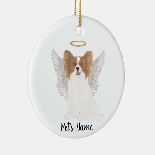 Rood & Witte Papillon Condoleance Herdenking Keramisch Ornament (Rechts)