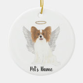 Rood & Witte Papillon Condoleance Herdenking Keramisch Ornament (Voorkant)