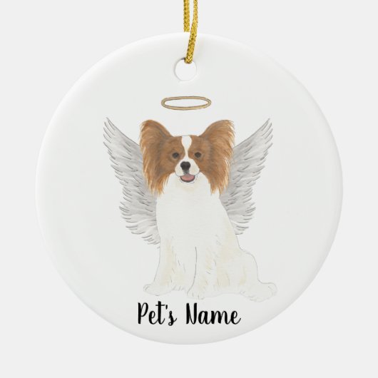 Rood & Witte Papillon Condoleance Herdenking Keramisch Ornament (Voorkant)