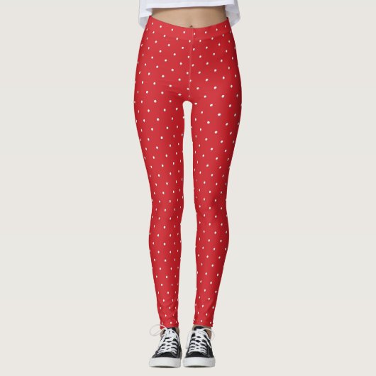 Rood-witte poka Dots-LEGGINGS Leggings (Voorkant)