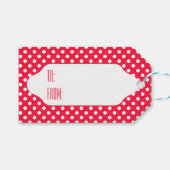 Rood & Witte polka stippen cadeau labels Cadeaulabel (Voorkant (Horizontaal))