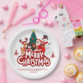 Rood & Witte Prettig Kerstfeest Papieren Bordje (Feest)