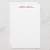 Rood Witte Professionele Eenvoudige Minimalistisch Briefpapier (Voorkant / Achterkant)