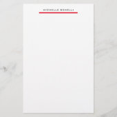 Rood Witte Professionele Eenvoudige Minimalistisch Briefpapier (Voorkant)