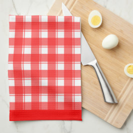 Rood Witte Retro Schotse Ruit Patroon Theedoek