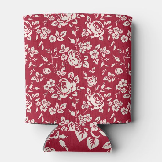 Rood : Witte Rose Silhouetten. Blikjeskoeler (Achterkant)