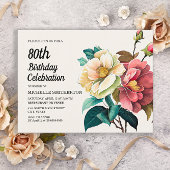 Rood witte rozen 80e verjaardag uitnodiging briefkaart