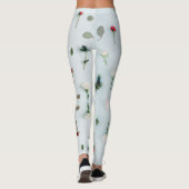 Rood & Witte Rozen en Blauwe Bloemen Patroon Leggings (Achterkant)