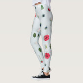 Rood & Witte Rozen en Blauwe Bloemen Patroon Leggings (Links)