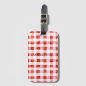 Rood Witte Ruiten Strepen Bagagelabel (Voorkant (verticaal))