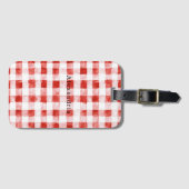 Rood Witte Ruiten Strepen Bagagelabel (Voorkant (horizontaal))