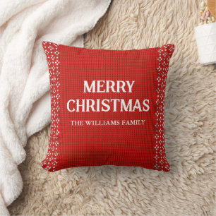 Rood Witte Scandinavische Gebreide Prettig Kerstfe Kussen