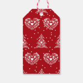 Rood-witte Scandinavische volks kunst Kerstmis Cadeaulabel (Achterkant)