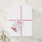 Rood-witte Scandinavische volks kunst Kerstmis Cadeaulabel (Met Touw)