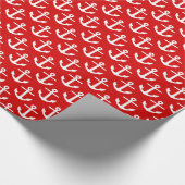 Rood Witte Scheepsanker Patroon Cadeaupapier (Hoek)