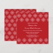 Rood + witte sneeuwvlokken wintertrouwuitnodiging kaart (Voorkant / Achterkant)