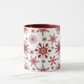 Rood Witte Sneeuwvlokpatroon Kerstmis Mok (Midden)